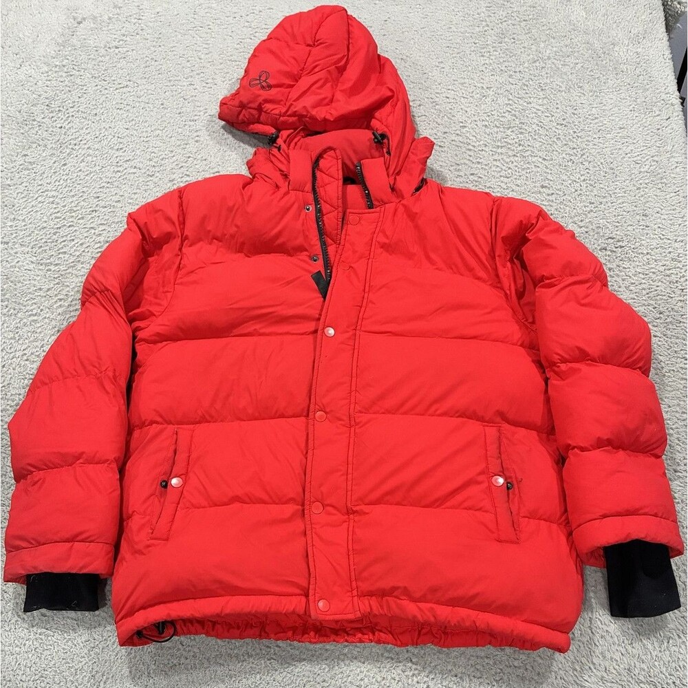 Tna The Super Puff Jacket Womens Large Red Down Hooded Puffer 700 Fill Winter